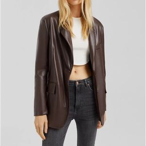 Bershka Faux Leather Blazer